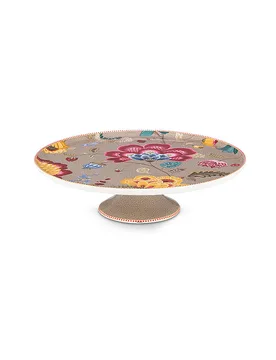 Plato con pie BLOOMING TALES 30,5cm Fantasy Khaki camel - Studio - FashionsVida