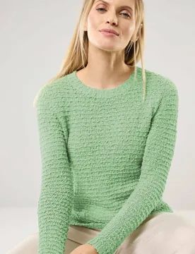 Strukturpullover mit Noppen-Effekt, normale Größen, Farbe Grün, 42, modernes Noppengarn reine, weiche Baumwolle Damen - Walbusch - FashionsVida