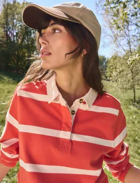 Pure Cotton Striped Rugby Top Orange Mix female - White stuff - FashionsVida