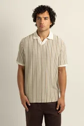 Mattias Mens Jacquard Stripe Polo Shirt