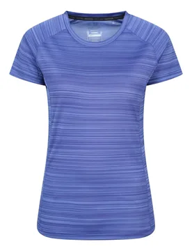 Women's 'Endurance' Striped Short Sleeve T-Shirt Quick Dry Lightweight T-Shirt in Cobalt Size: 10 - Cobalt - Size: 10 - Mountain Warehouse - FashionsVida
