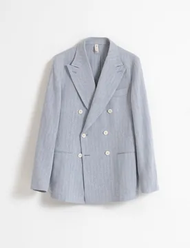 Americana cruzada espiga slim fit de hombre azul celeste - PuroEgo - FashionsVida