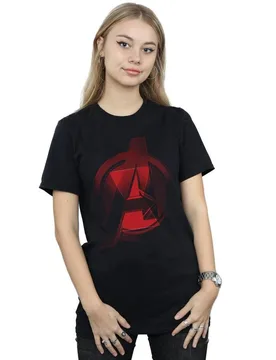 Women's Black Widow Movie Avengers Logo Cotton Boyfriend T-Shirt Size: Small - Black - Size: S - Marvel - FashionsVida