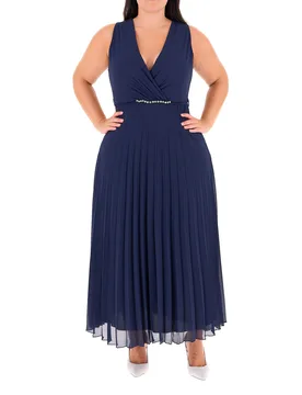 Abito plissettato BLU NAVY 50 - RINASCIMENTO CURVY - FashionsVida