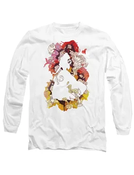 Unisex Beauty & the Beast Belle Flower Silhouette Long Sleeve T-Shirt, White Size: 2XL - White - Size: 2XL - Disney - FashionsVida