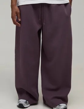 Mens Essential Extreme Wide Leg Jogger - Purple Cotton - Size Large - boohooMAN - FashionsVida