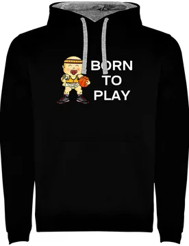Sweat à Capuche Born To Play Basketball Two-colour Black / Grey M - Kruskis - FashionsVida
