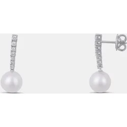 Pendientes de oro diamantes y perlas