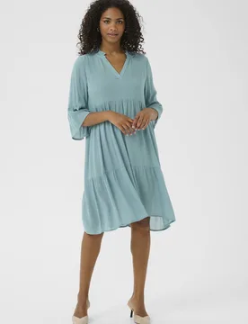 Women's Marianah Tiered Knee-length Dress in Duck Egg Blue Size: 8 - Duck Egg Blue - Size: 8 - Kaffe - FashionsVida