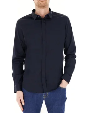 Camicia in cotone BLU SCURO M - Armani exchange - FashionsVida