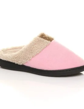 Women's Faux Fur Lined Slippers in Pink Size: 4 - Pink - Size: 4 - Ajvani - FashionsVida