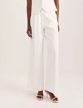Pleat Front Tailored Trousers White female - Saba - FashionsVida