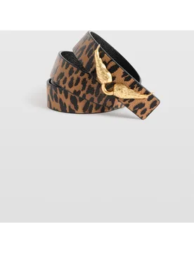 Zadig & Voltaire - Cinturón de mujer reversible de piel 30mm con estampado leopardo - Zadig & Voltaire - FashionsVida
