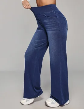 Jeans de mezclilla casuales y holgados con cintura alta y bolsillos para mujer Petite S - Shein - FashionsVida
