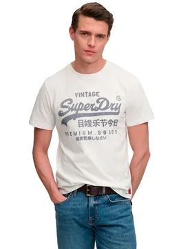 T-shirt à Manches Courtes Vintage Logo Classic Cream 2XL - Superdry - FashionsVida