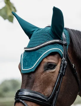 Fliegenhaube WELLINGTON VELVET smaragd - Kentucky Horsewear - FashionsVida