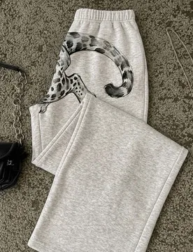 Pantalones de chándal casuales de cintura baja y pierna recta para mujer, vintage, con estampado de tigre XS - Shein - FashionsVida