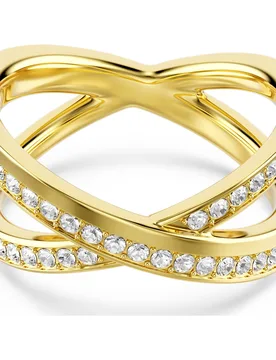 Anello a fascia Delta, Taglio Round, Bianco, Finitura oro 18K 58 - Swarovski - FashionsVida