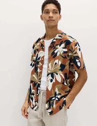 Linen Rich Hawaiian Shirt Rust Mix male