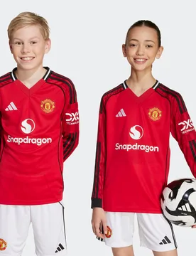 Manchester United Kids 25/26 Home Long Sleeve Jersey 13-14Y - Adidas - FashionsVida
