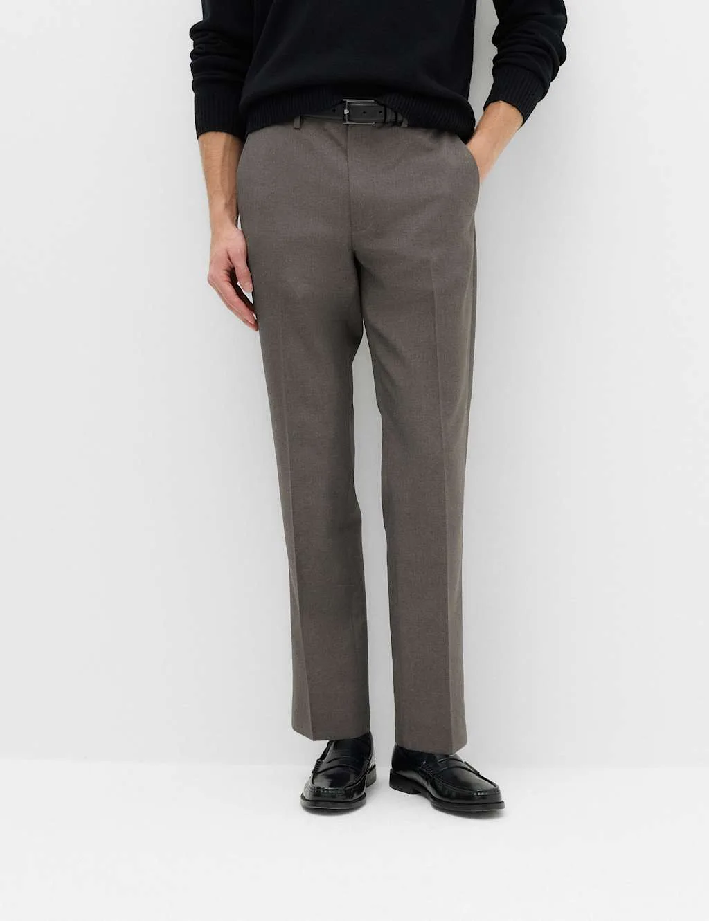 Pack Regular Fit Flat Front Trousers Charcoal male - M&S - FashionsVida