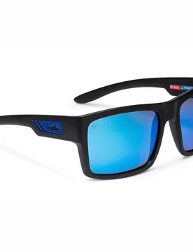 Shark Bite Polarized Sunglasses Matte Black Blue Mirror Polarized Men,Women - PELAGIC - FashionsVida