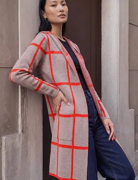 Women's Contrast Cardigan Sweater in Beige Size: 10 - Beige - Size: 10 - Roman - FashionsVida