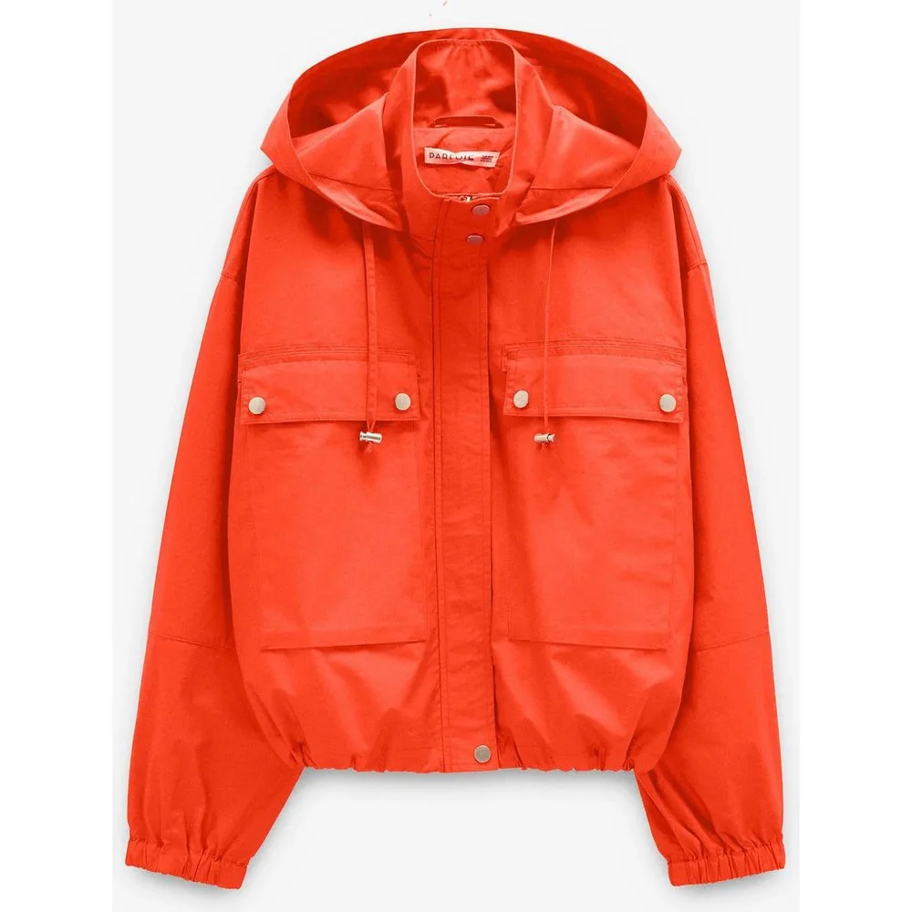 Chaqueta de mujer 100% algodón con capucha y cordones ajustables - Parfois - FashionsVida