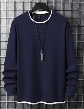 Camiseta de manga larga casual y holgada con cuello redondo y contraste de color para hombres L - Shein - FashionsVida
