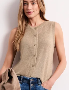 Weste im Strick-Look mit Glitzer female Beige - Street One - FashionsVida