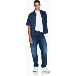 Camisa vaquera de hombre manga corta con cremallera