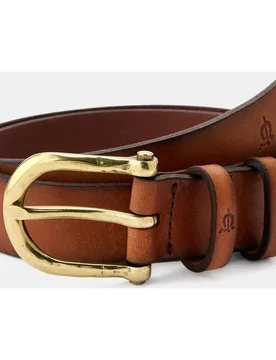 Cinturón plano de piel con doble pasador - El Caballo - FashionsVida