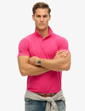Superdry Men's City Pique Poloshirt Lockere Passform Pink - Größe: S - 49.99 - FashionsVida