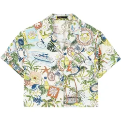 Camisa de mujer corta estampada