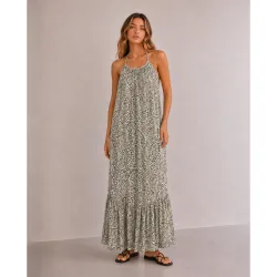 Vestido de mujer midi sin mangas con escote halter