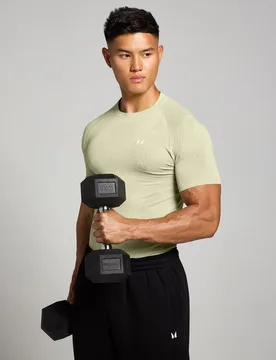 Camiseta de tirantes y sin costuras con estampado gráfico de pilares Tempo para hombre de MP - Salvia cálido - XL - MyProtein - FashionsVida