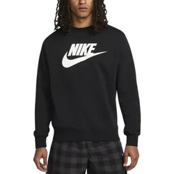Dq4912 Mens Sweatshirt Sportswear Club Fleece Crew Neck Pullover Jumper New - Black - Size Large