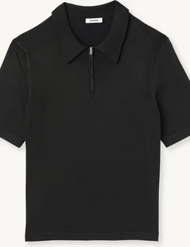 Polo de hombre de manga corta de punto cuello cremallera - sandro - FashionsVida
