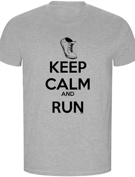 Keep Calm And Run Eco Short Sleeve T-shirt Heather Grey L Men - Kruskis - FashionsVida