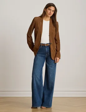 Blazer de mujer de ante con botonadura sencilla - Lauren Ralph Lauren - FashionsVida