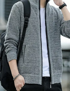 Chaqueta de sudadera de punto gruesa con cremallera y manga larga para hombres, para el otoño XL - Shein - FashionsVida