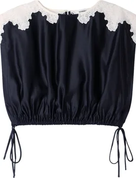 Top de mujer corto con encaje a contraste y bajo ajustable - sandro - FashionsVida