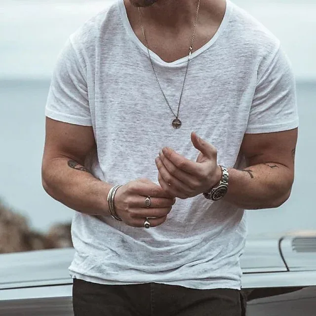 Summer Thin Men's T-shirt Solid Color Loose Crew Neck - Aliexpress - FashionsVida