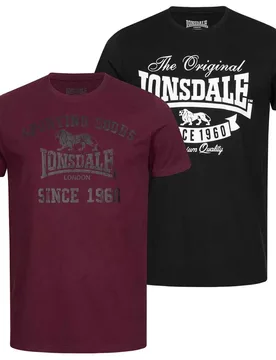 T-shirt à Manches Courtes Torbay 2 Unités Black / Oxblood L - Lonsdale - FashionsVida