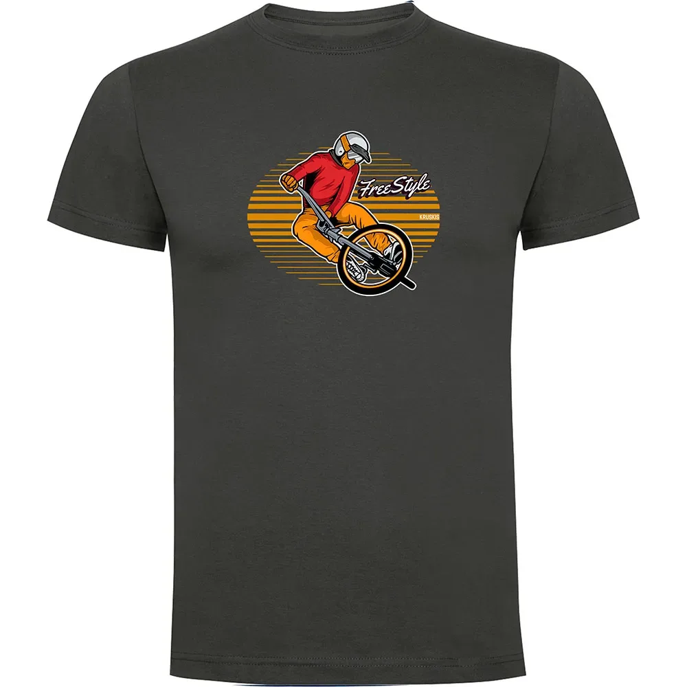 Maglietta A Maniche Corte Freestyle Rider Dark Grey - Kruskis - FashionsVida