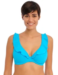 Womens Jewel Cove High Apex Bikini Top - Plain Turquoise - Blue