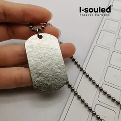 Pure Titanium Hollow Cross Dog Tag Pendant for Men with Necklace, Hypoallergenic Lightweight Slide Pendant, 50x28mm