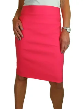 Women's Stretch Bodycon Pencil Skirt 22" in Coral Size: 6 - Coral - Size: 6 - Paulo Due - FashionsVida