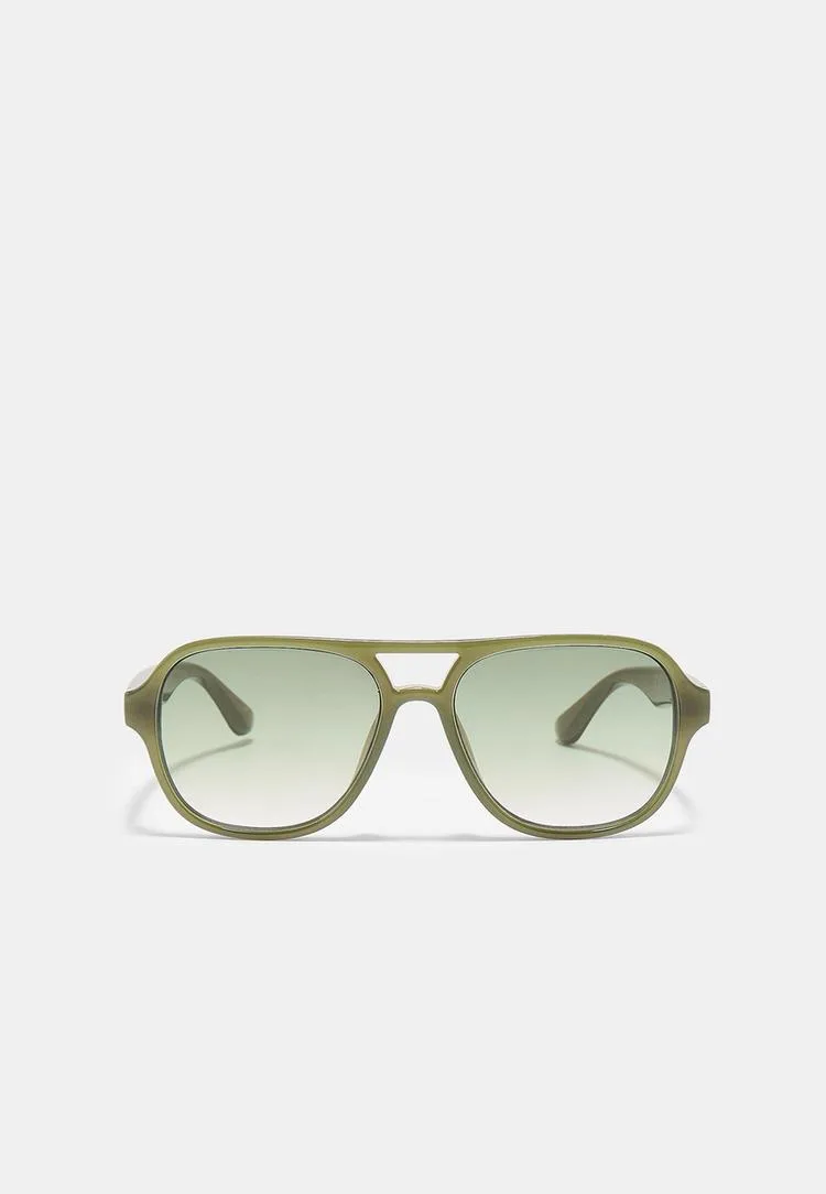 Brille mit Doppelsteg Khaki OS - Stradivarius - FashionsVida