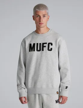 Manchester United Mens MUFC Sweatshirt Grey S - Raw - FashionsVida